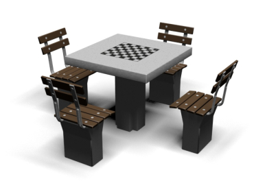 Sjakkbord med fire stoler