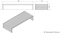 Linares 300 - benk uten rygg - dybde 120 cm. Delmontert 