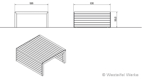 Linares 110 - bord - dybde 120 cm. Delmontert 