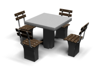 Sjakkbord med fire stoler 