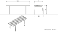 Bonn bord 180 cm m/inntrekt fot. 