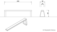 Campus - benk u / rygg - dybde 19 cm utvidelsemodul. 